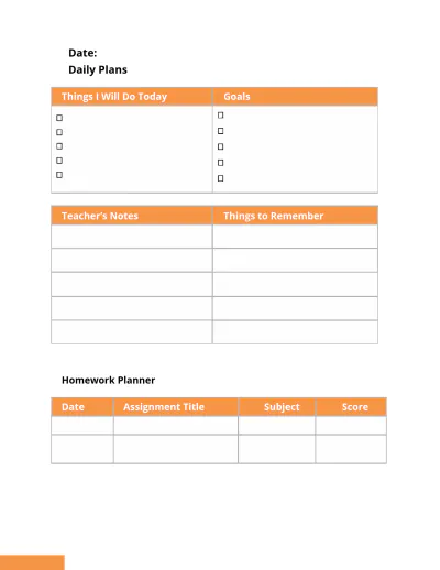 Free Primary School Planner Template to Edit Online
