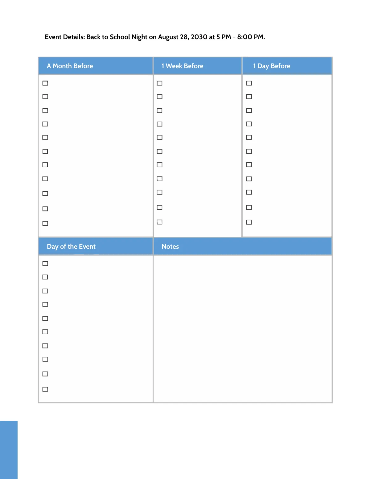 Free School Event Planner Template to Edit Online