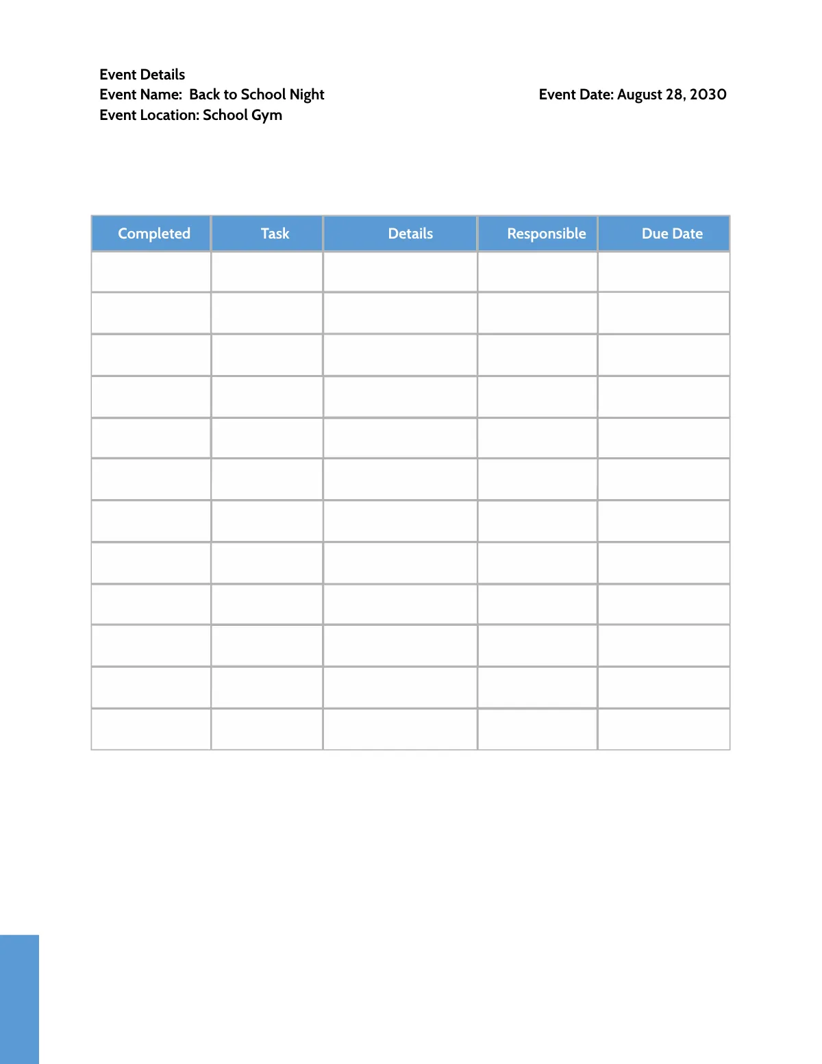 Free School Event Planner Template to Edit Online
