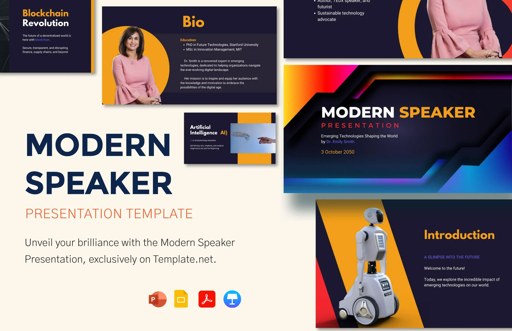 Modern Speaker Template in PDF, PowerPoint, Google Slides, Apple Keynote