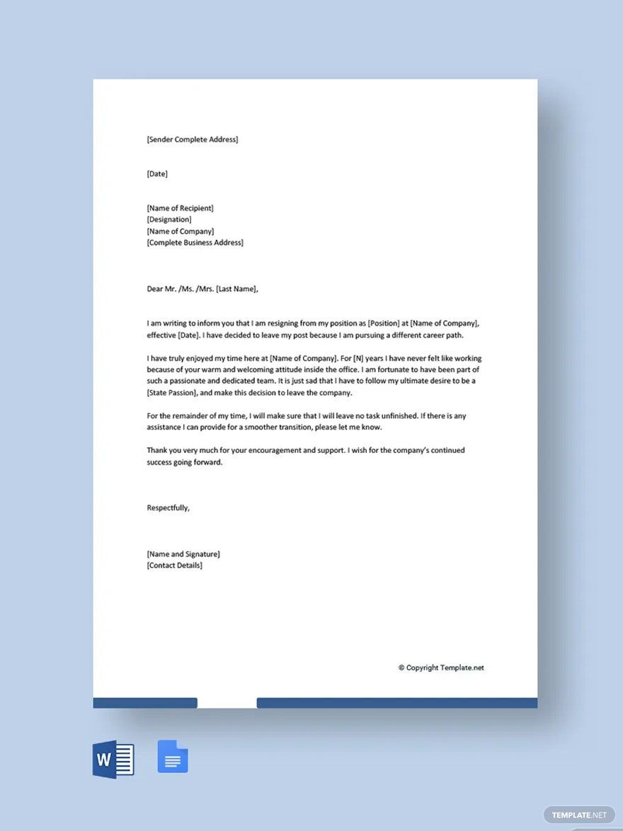 Free Casual Resignation Letter Template