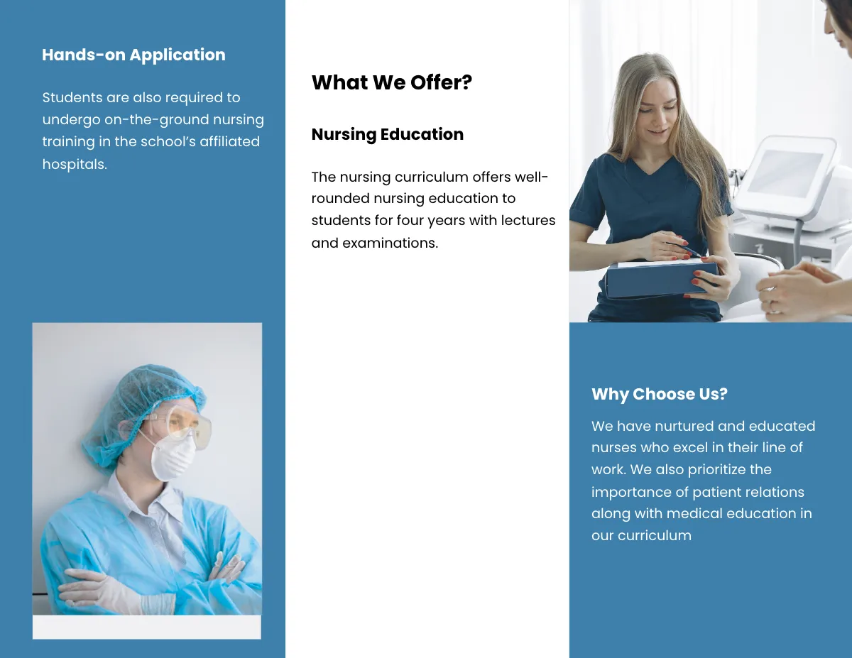 Free Tri-fold Nursing School Brochure Template to Edit Online