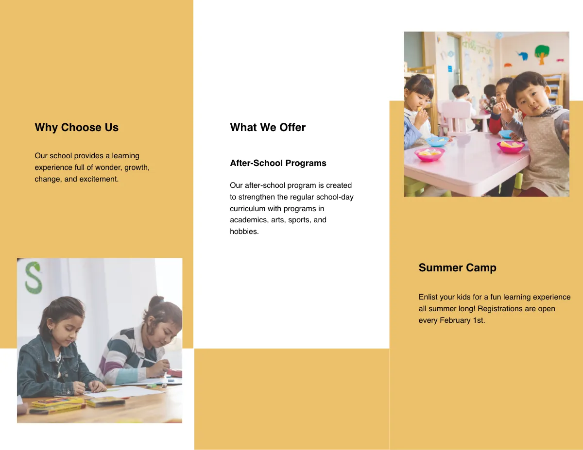 Free Tri-fold Elementary School Brochure Template to Edit Online