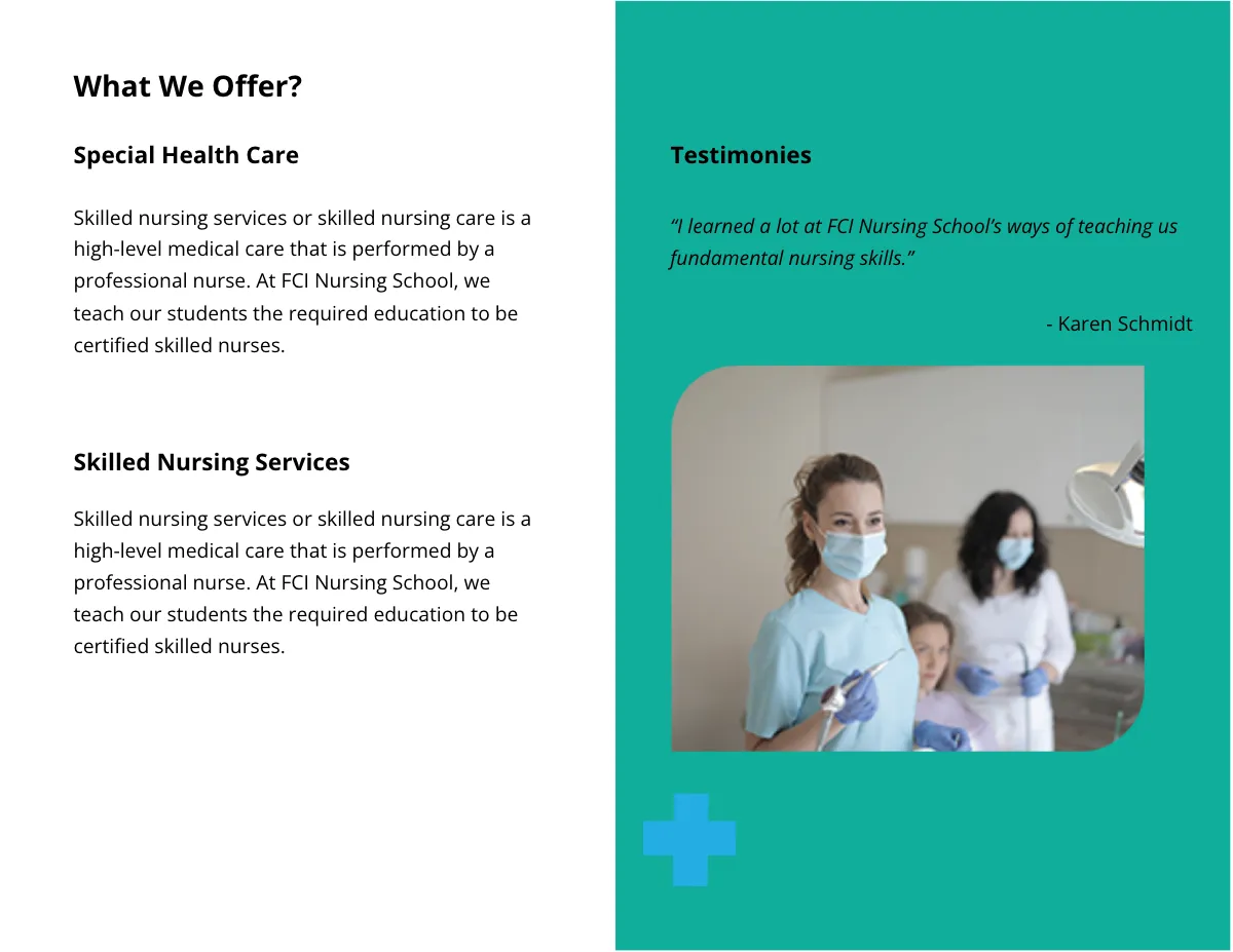 Free Bifold Nursing School Brochure Template to Edit Online
