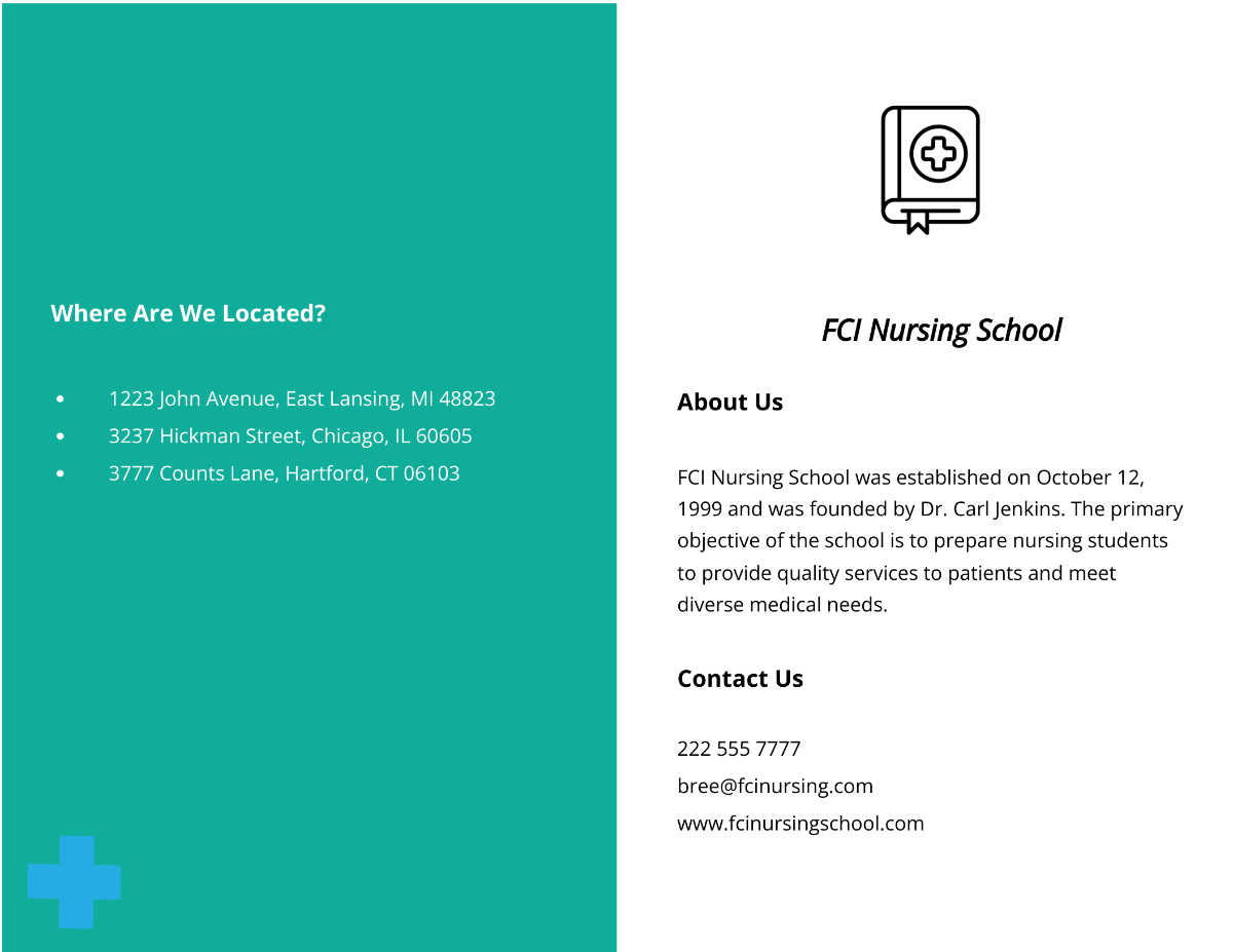 Bifold Nursing School Brochure Template - Edit Online & Download