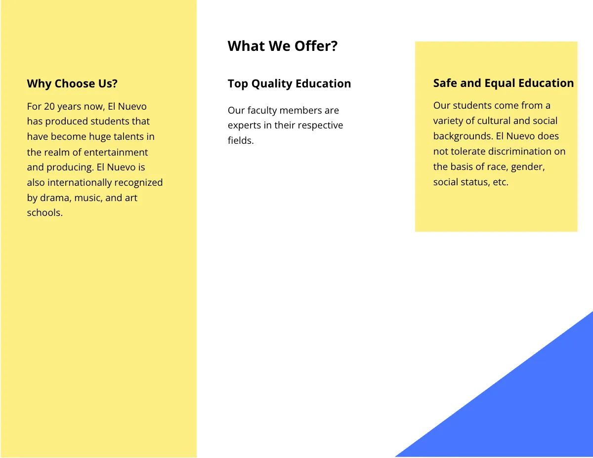 Free Tri-fold High School Brochure Template to Edit Online