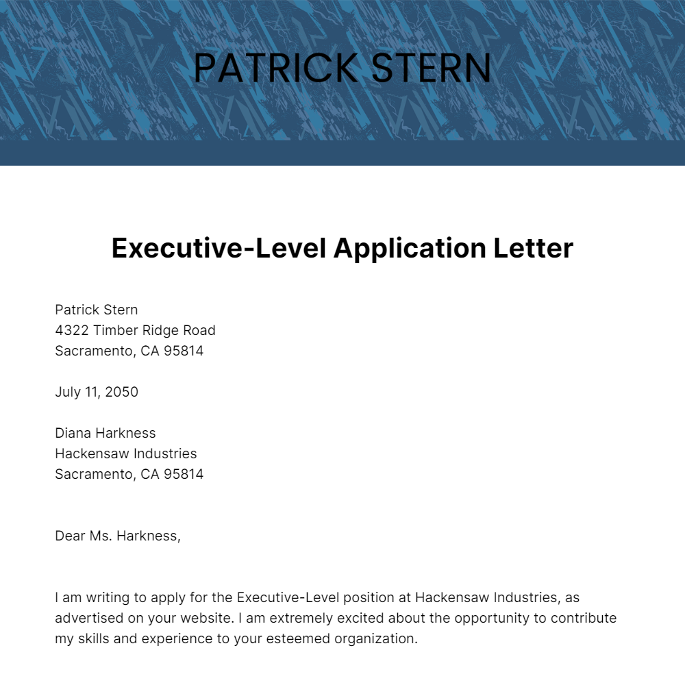 Executive-Level Application Letter Template