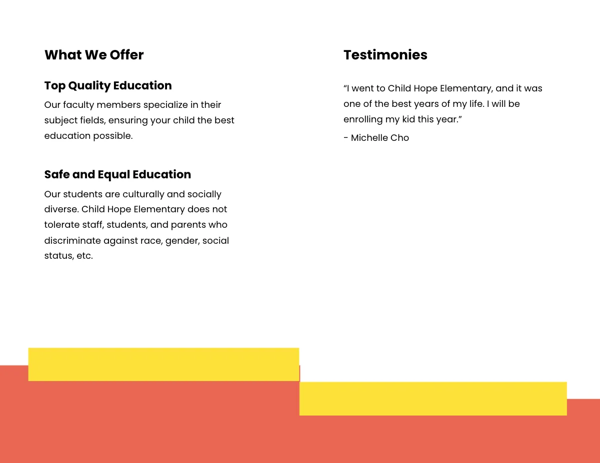 Free Bifold Elementary School Brochure Template to Edit Online