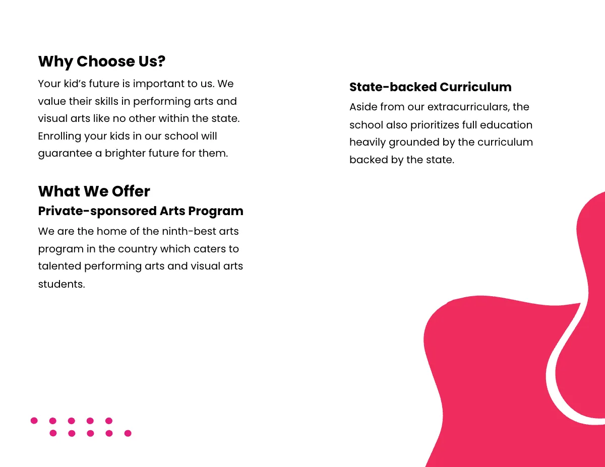 Free Bifold Creative School Brochure Template to Edit Online