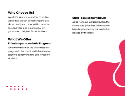 Free Bifold Creative School Brochure Template to Edit Online