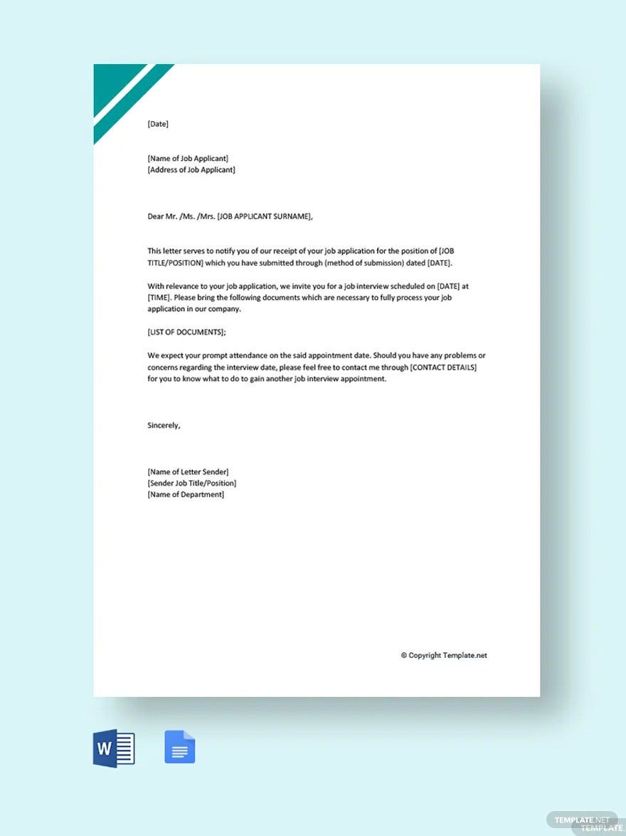 Job Interview Appointment Letter Template