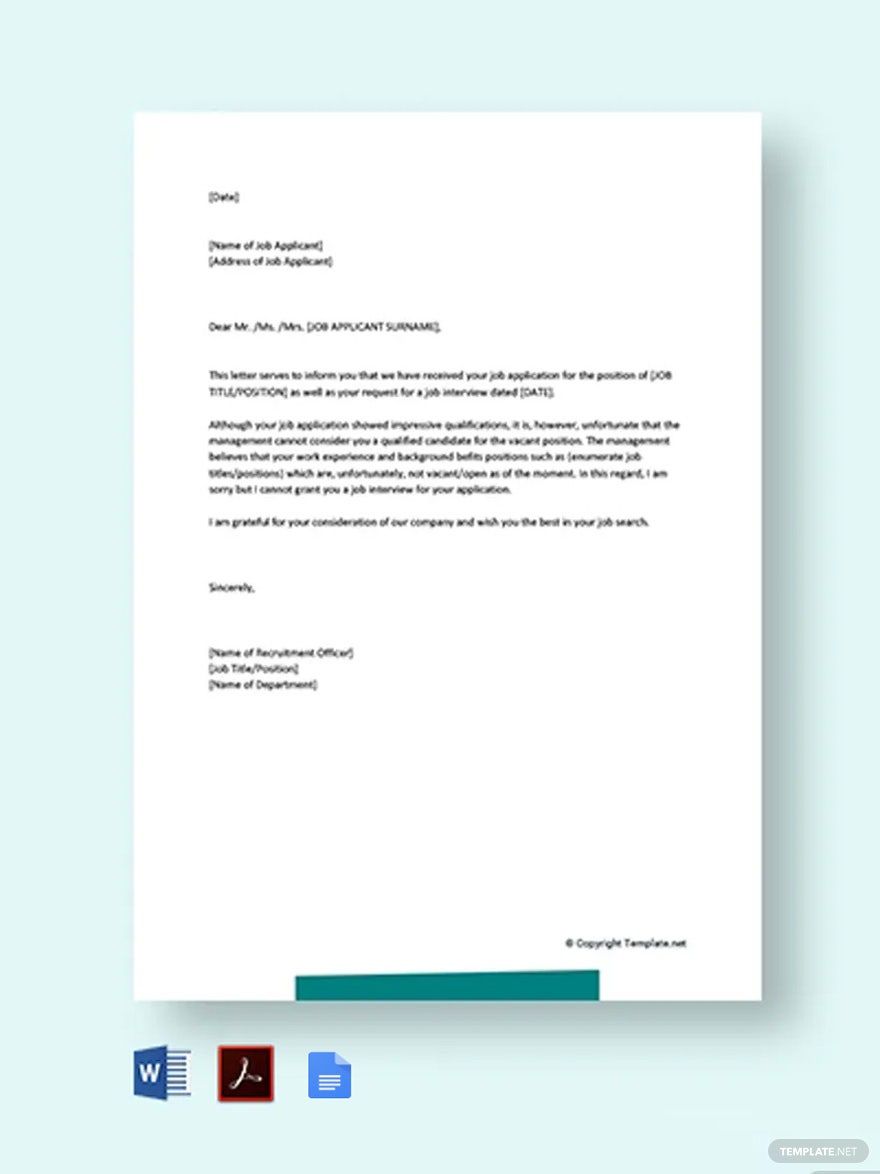 Job Interview Rejection Letter Template