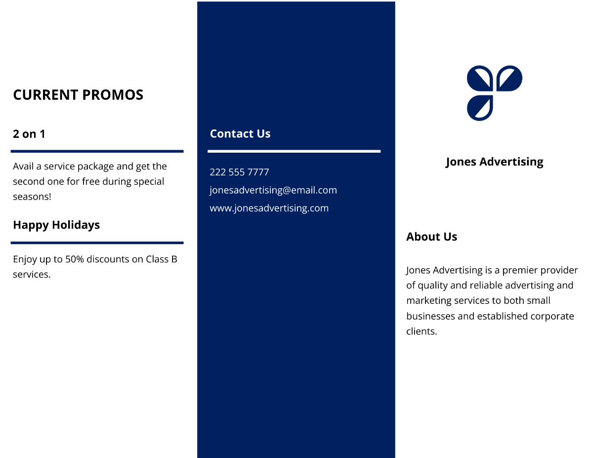 Tri-fold simple advertising agency brochure Template - Edit Online & Download