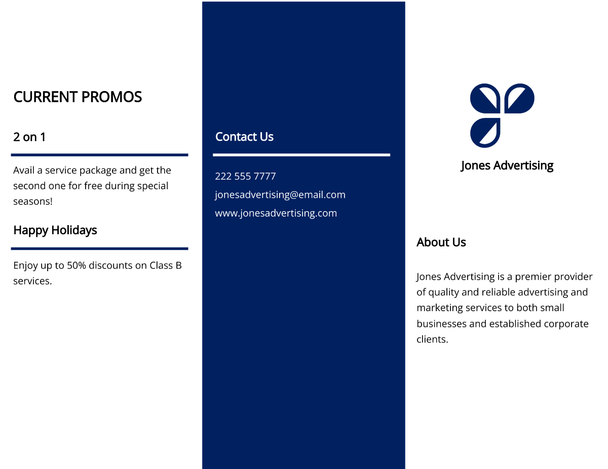 Tri-fold simple advertising agency brochure Template