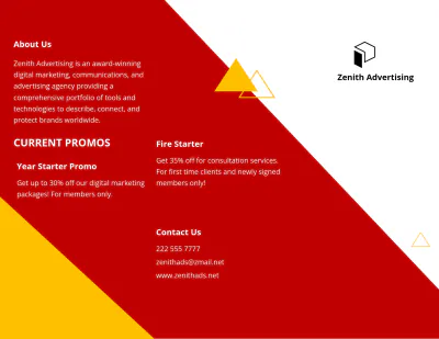 Free Tri-fold advertising graphic design brochure Template to Edit Online