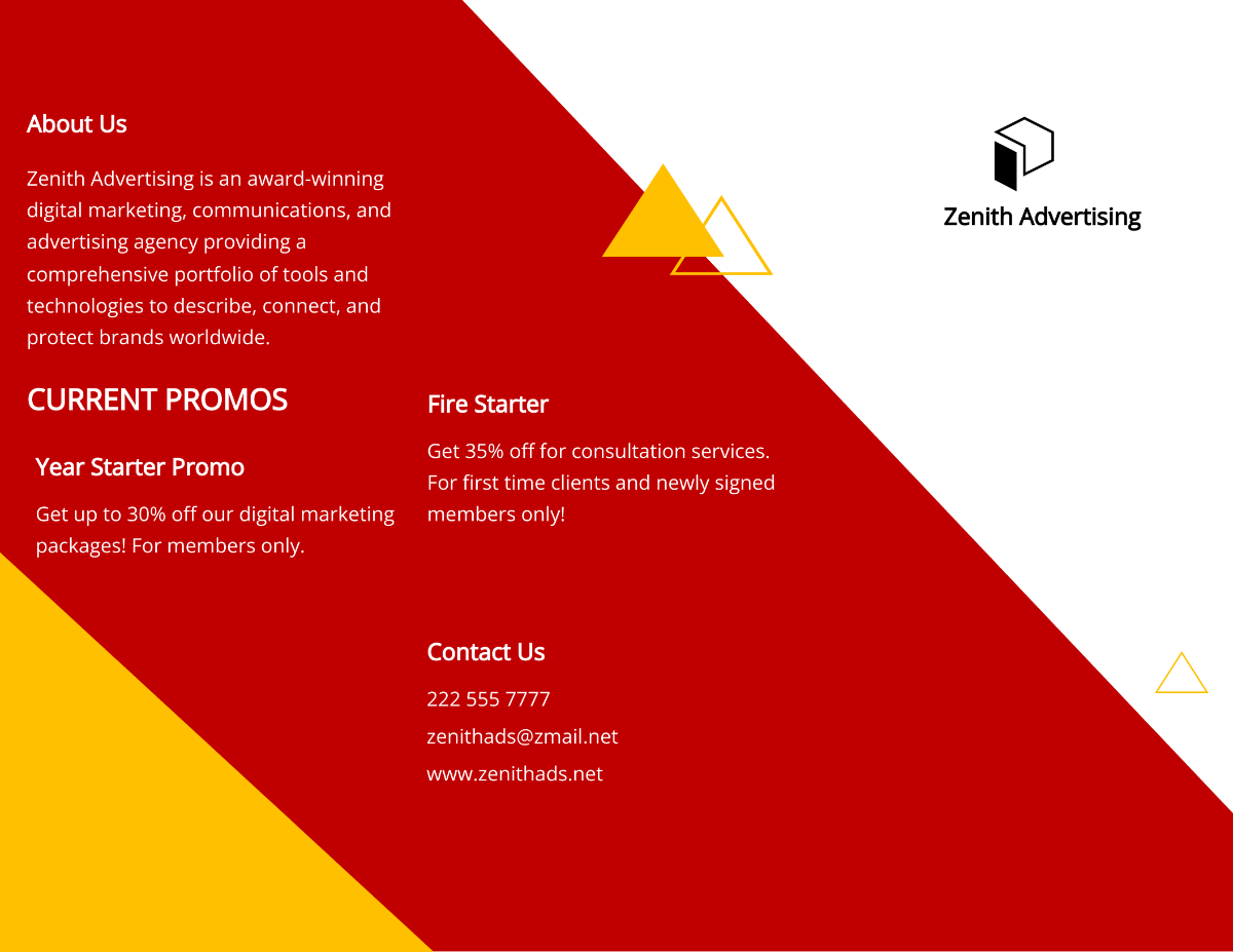 Free Tri-fold advertising graphic design brochure Template