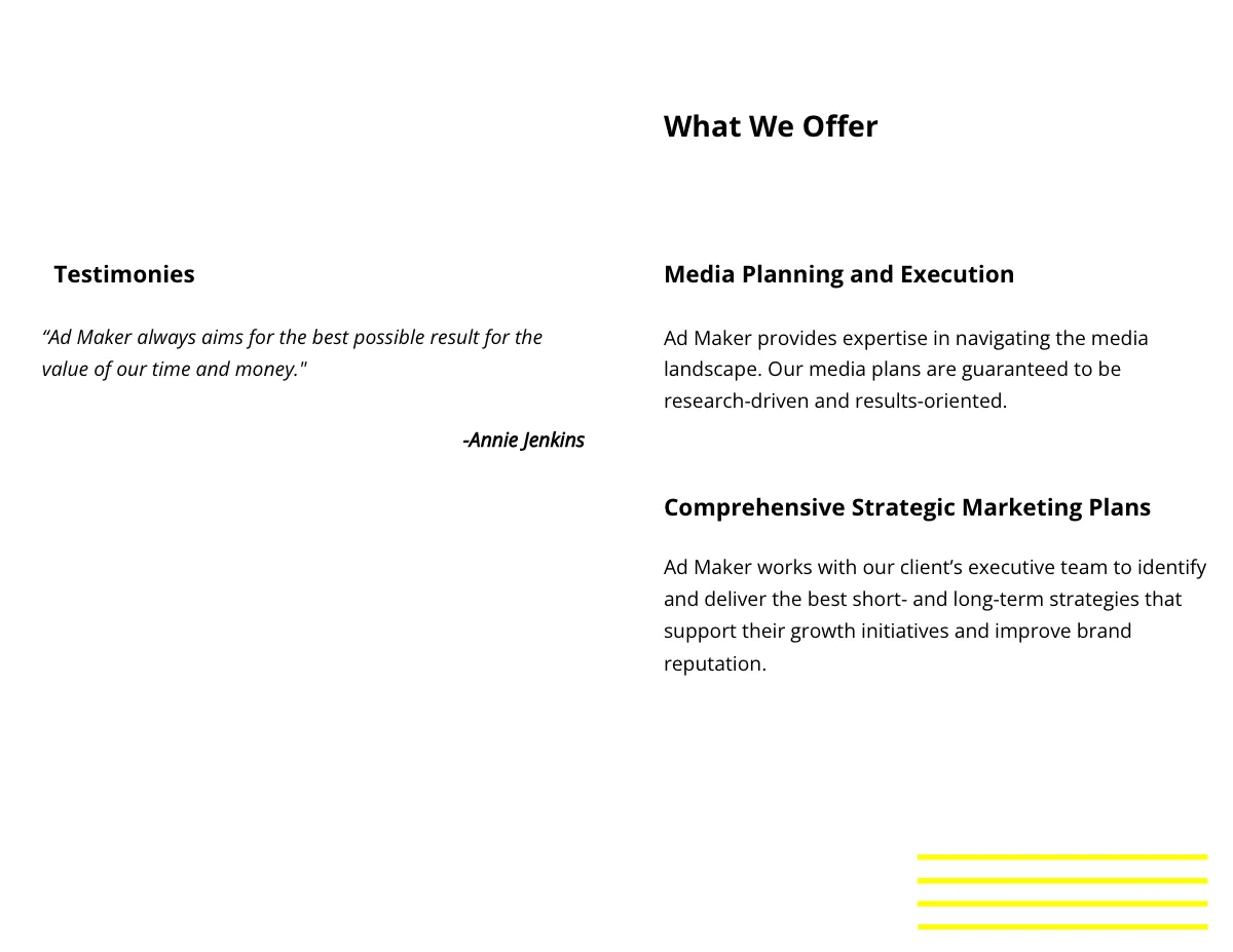 Free Bifold basic advertising agency brochure Template to Edit Online