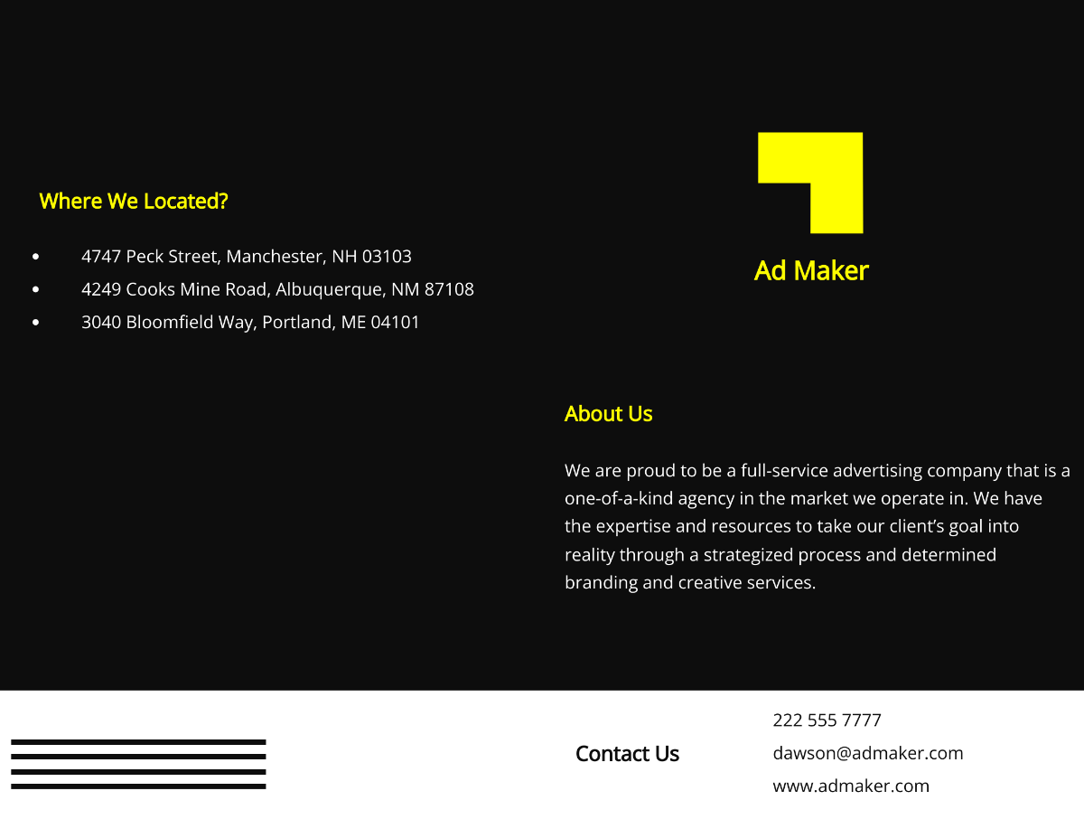 Bifold basic advertising agency brochure Template