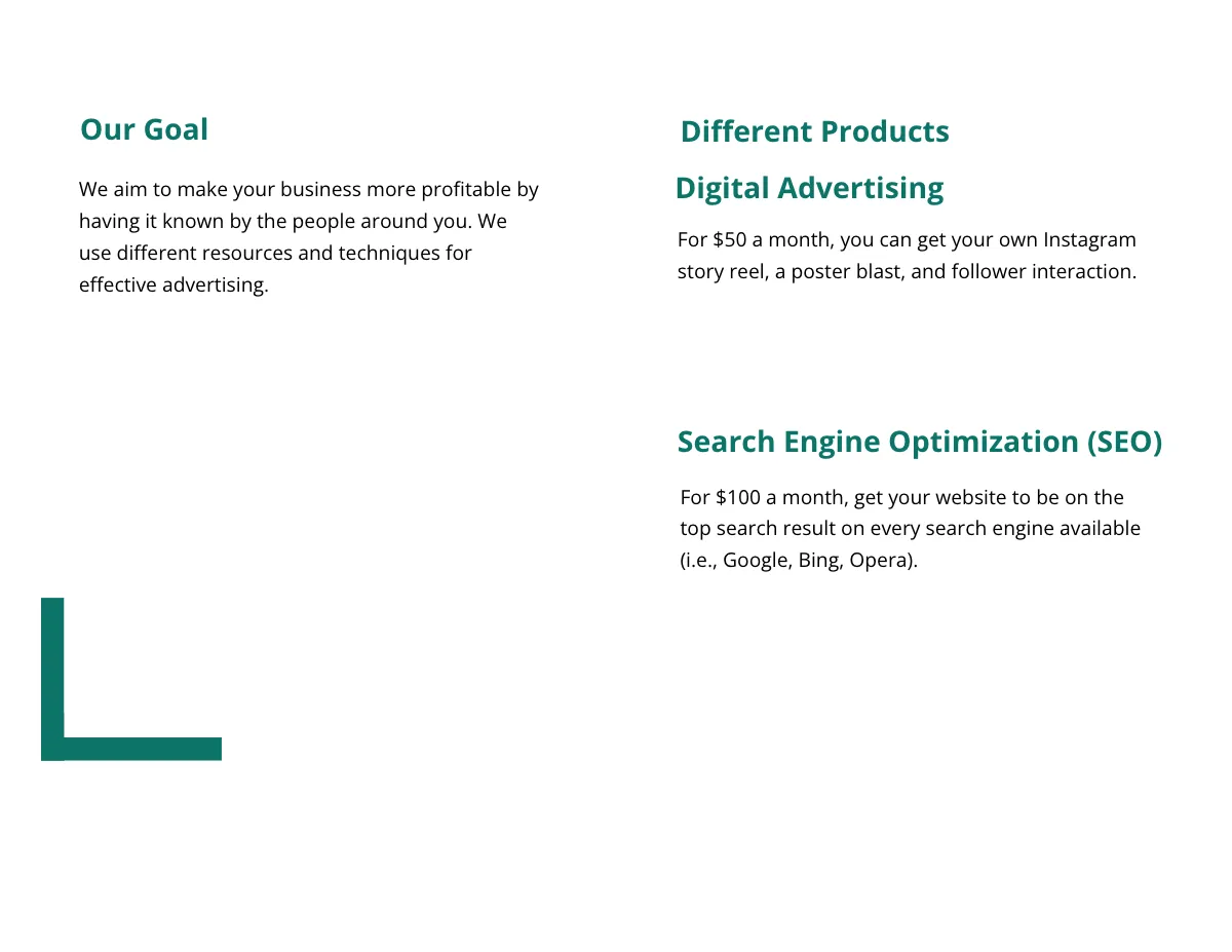 Free Bifold Advertising company brochure Template to Edit Online