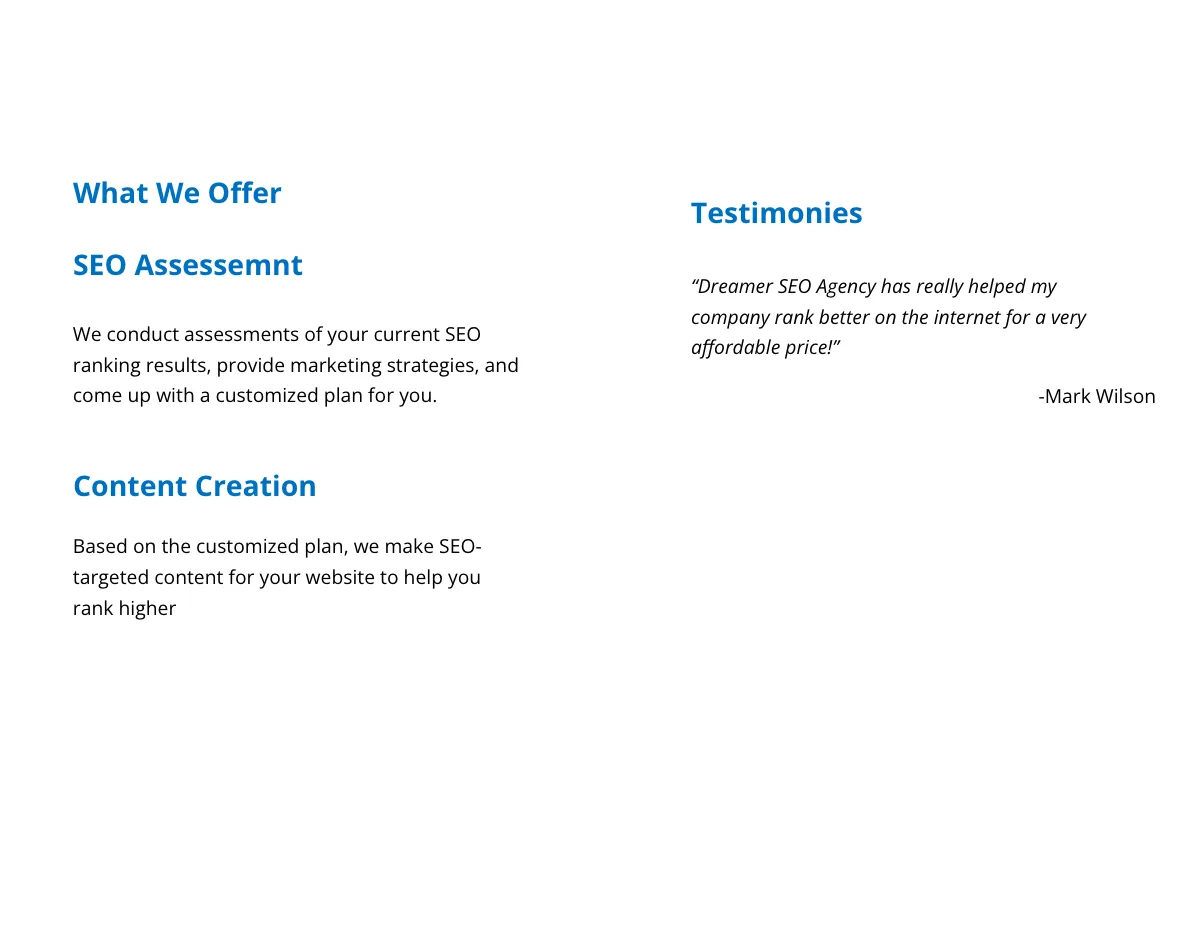 Free Bifold Marketing Agency Brochure Template to Edit Online