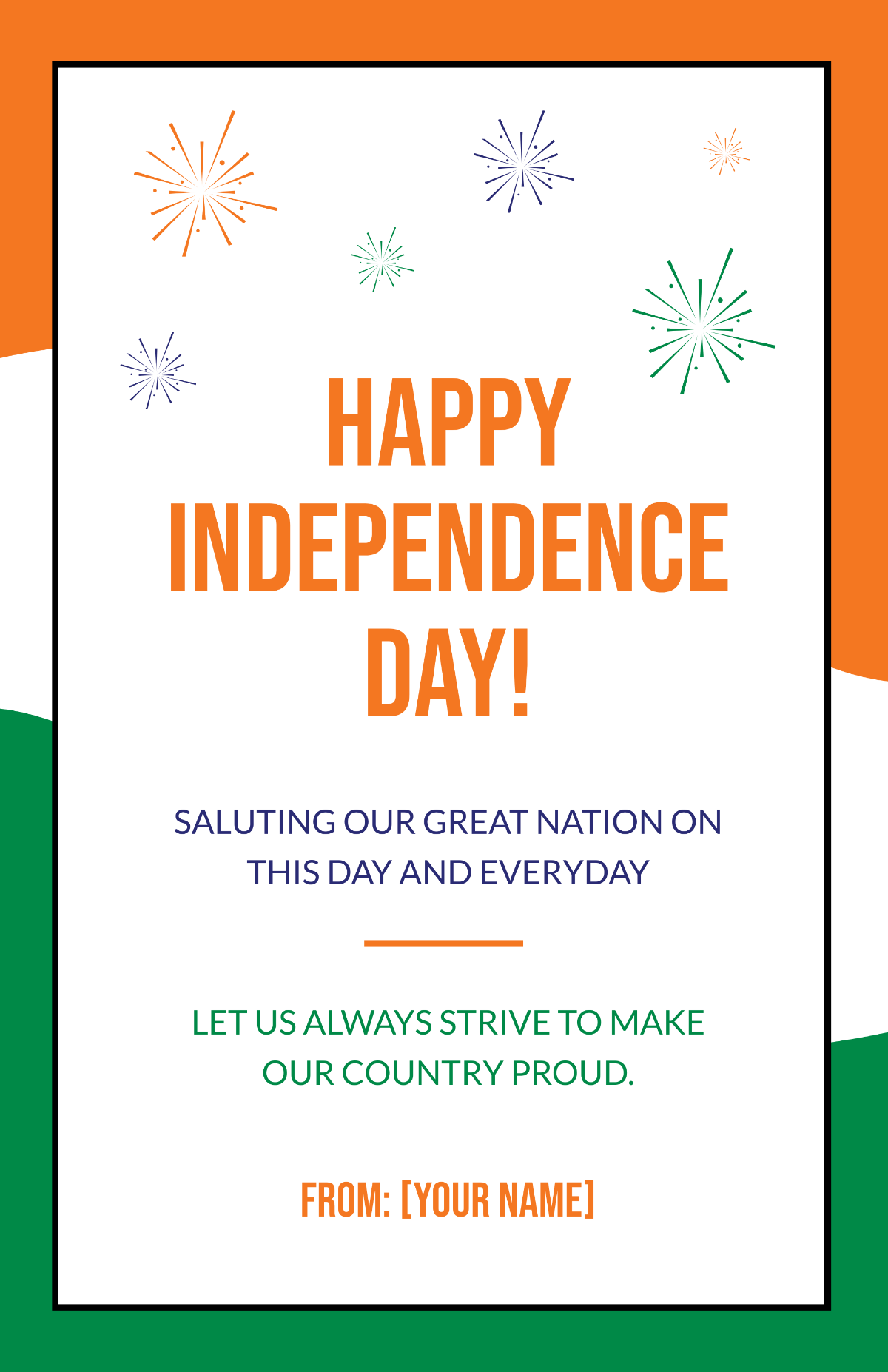 India Independence Day Greeting Card Template - Edit Online & Download