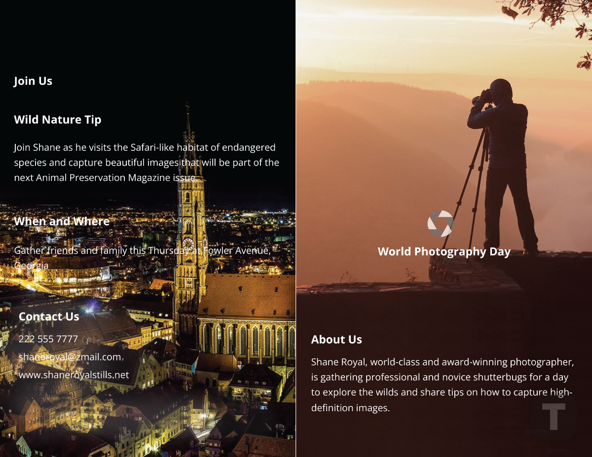 World Photography Day Brochure Template - Edit Online & Download