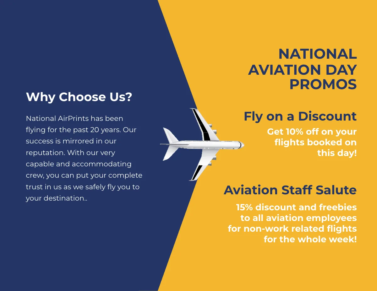 Free National Aviation Day Brochure Template to Edit Online