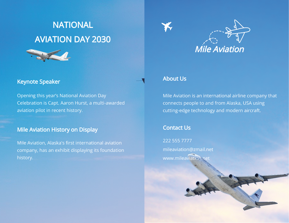 National Aviation Day Brochure Template