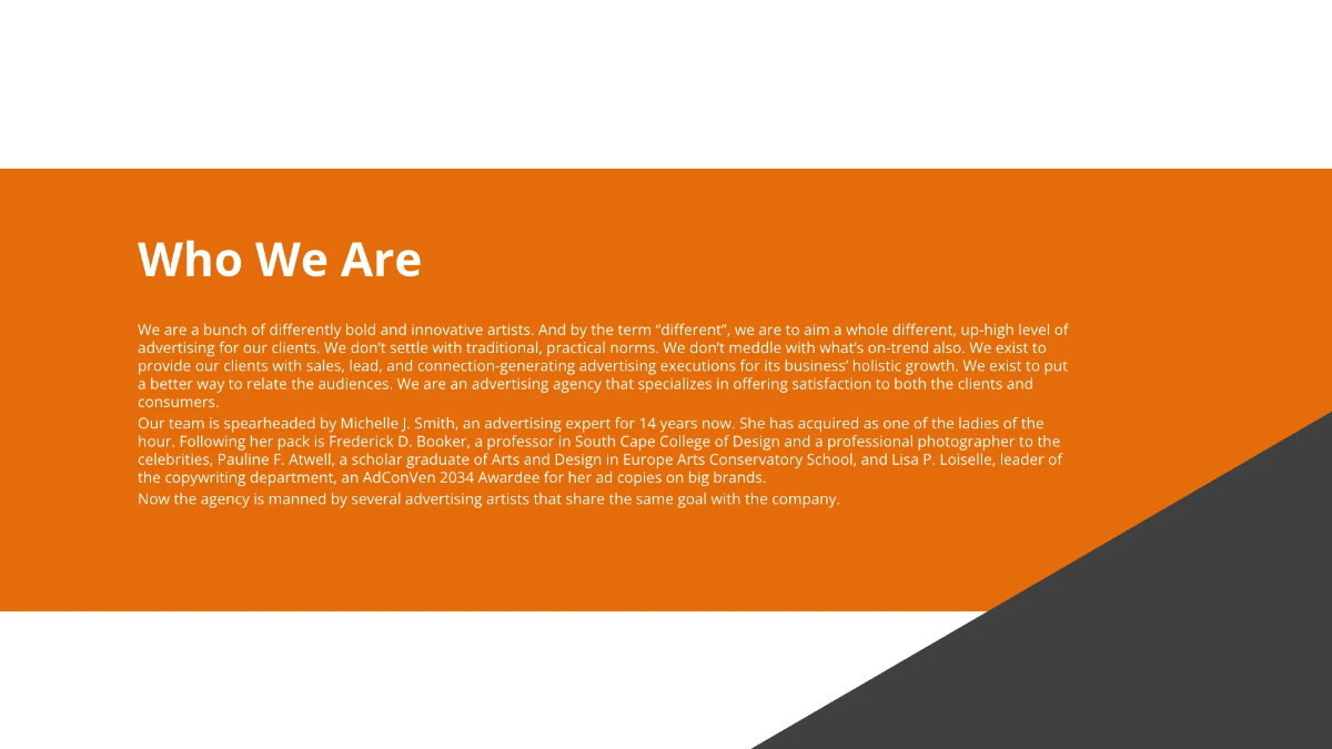 Free Advertising Agency Presentation Sample Template to Edit Online