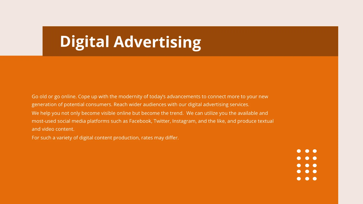 Free Advertising Agency Introduction Presentation Template to Edit Online