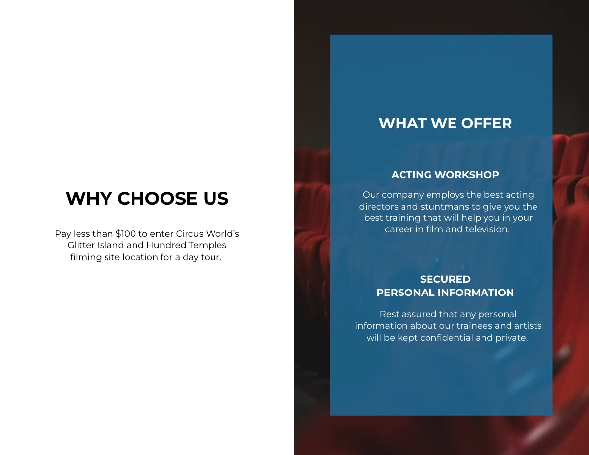 Free Creative Bi-Fold Agency Brochure Template to Edit Online