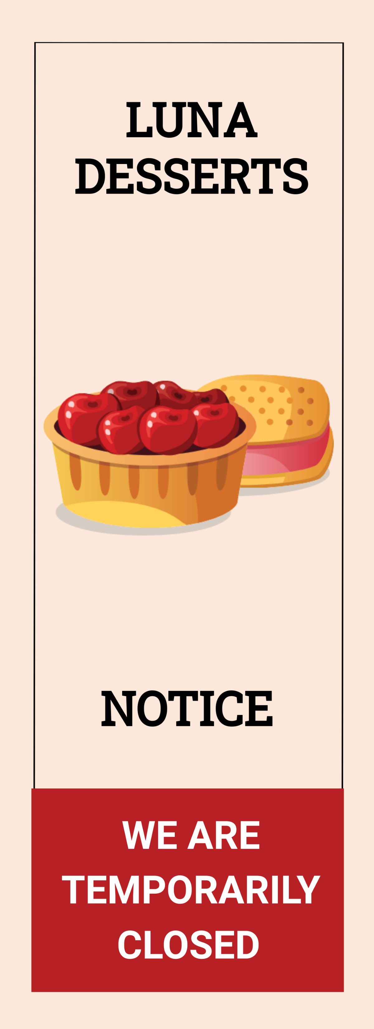Notice Temporarily Closed Label Template