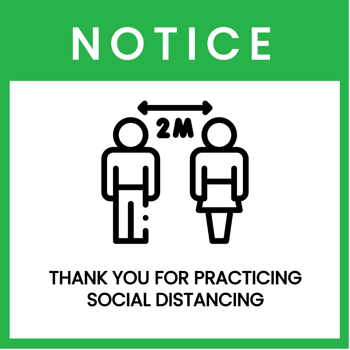 Free Notice: Thank You For Practicing Social Distancing Label Template
