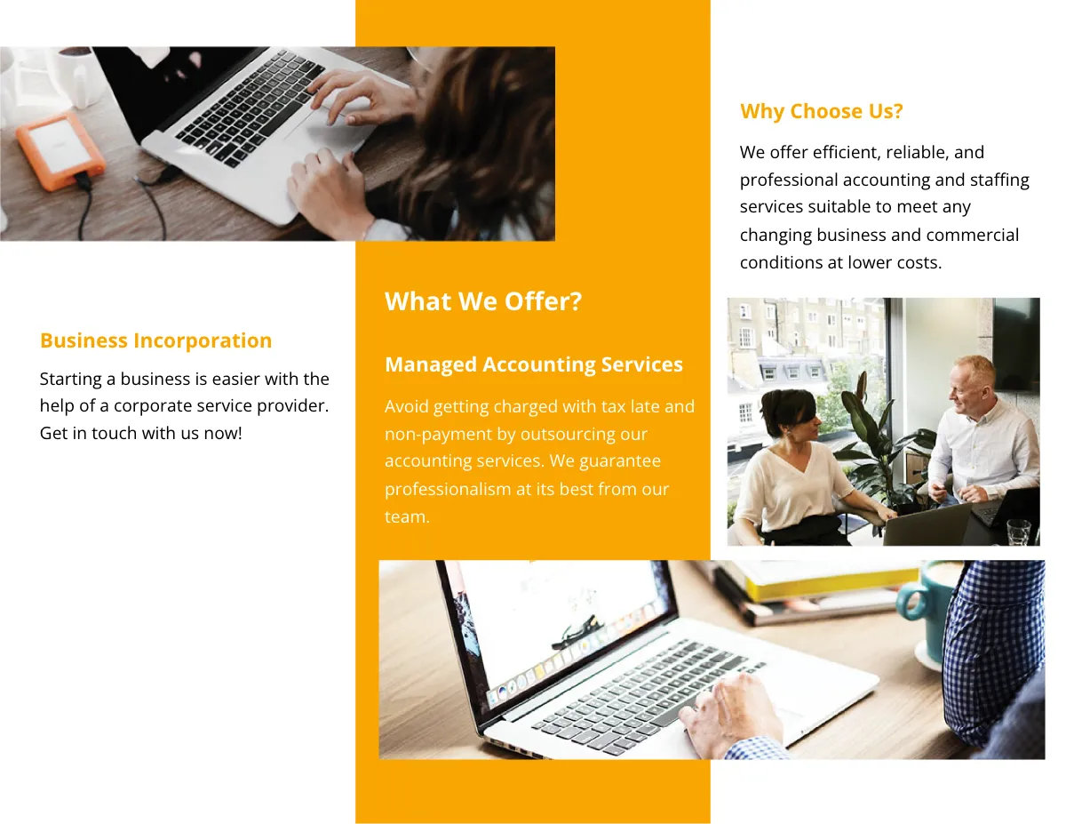 Free Trifold Business Agency Brochure Template to Edit Online