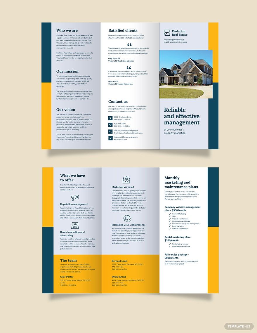 Property Management Marketing Tri-fold-Brochure Template