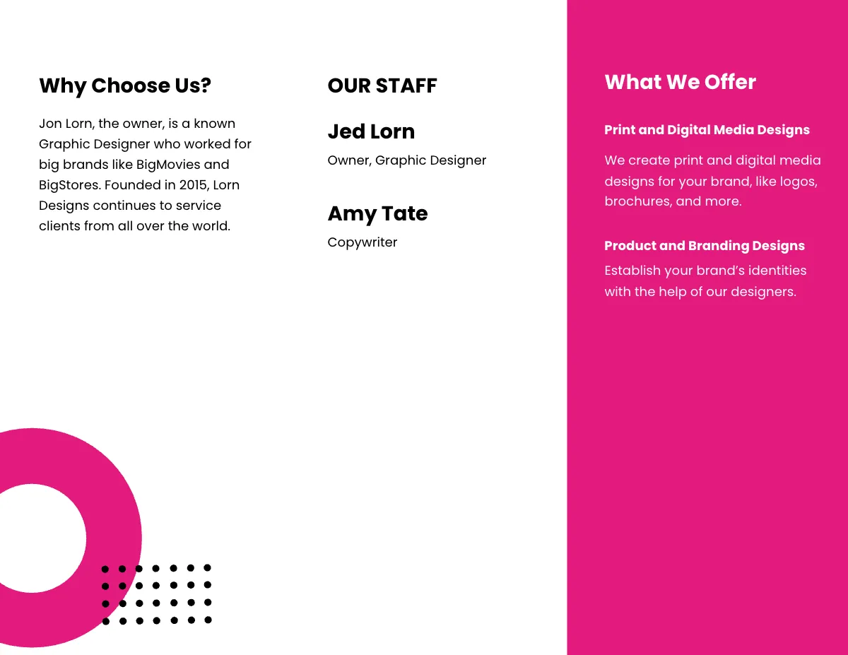 Free Creative Design Agency Tri-Fold Brochure Template to Edit Online