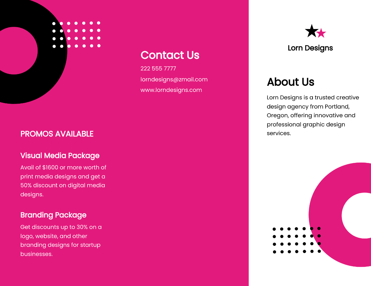 Free Creative Design Agency Tri-Fold Brochure Template