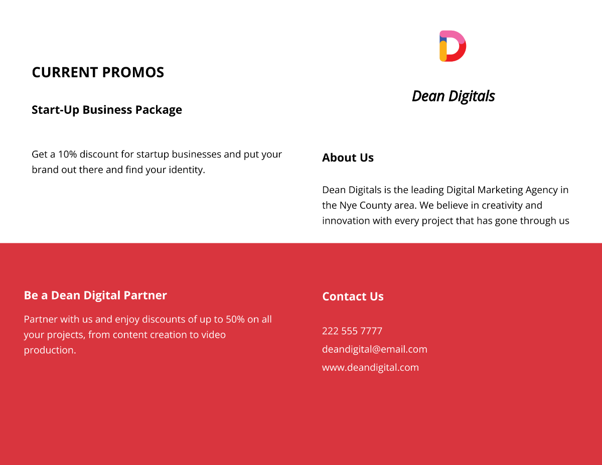 Digital Agency Bi-Fold Brochure Template - Edit Online & Download