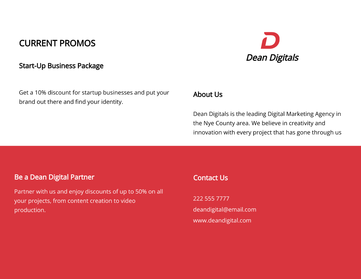 Digital Agency Bi-Fold Brochure Template