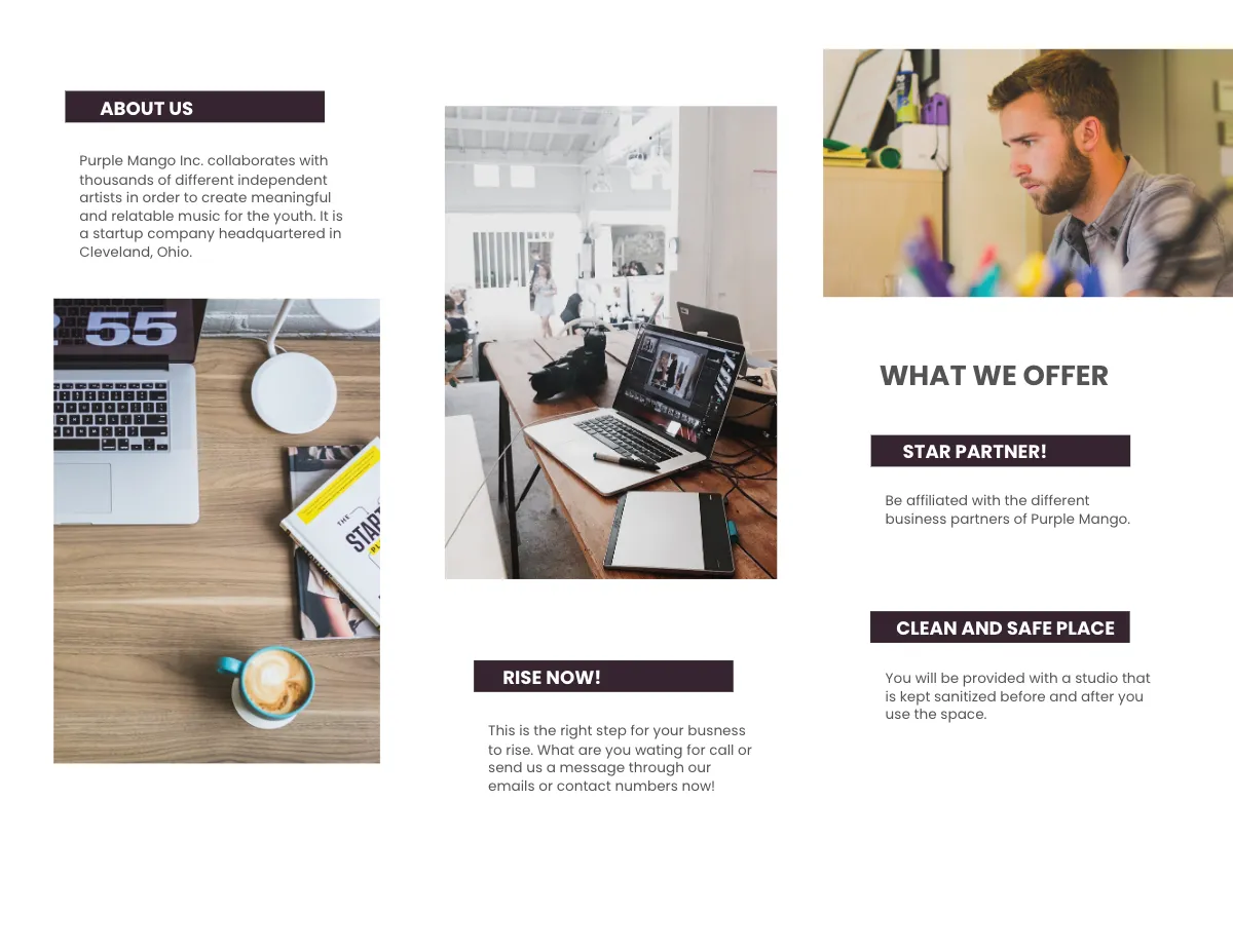 Free Startup Company Brochure Template to Edit Online