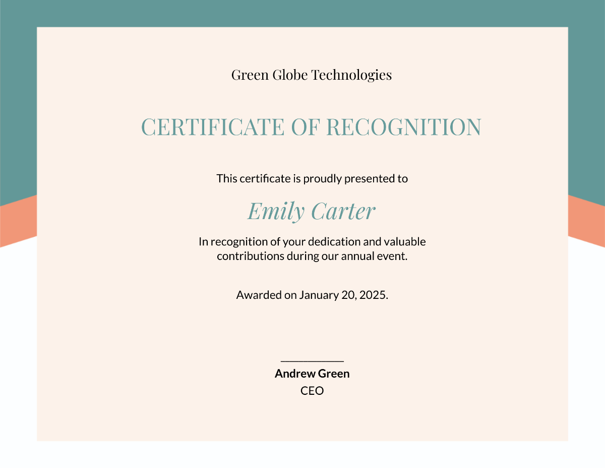 Volunteer Recognition Certificate