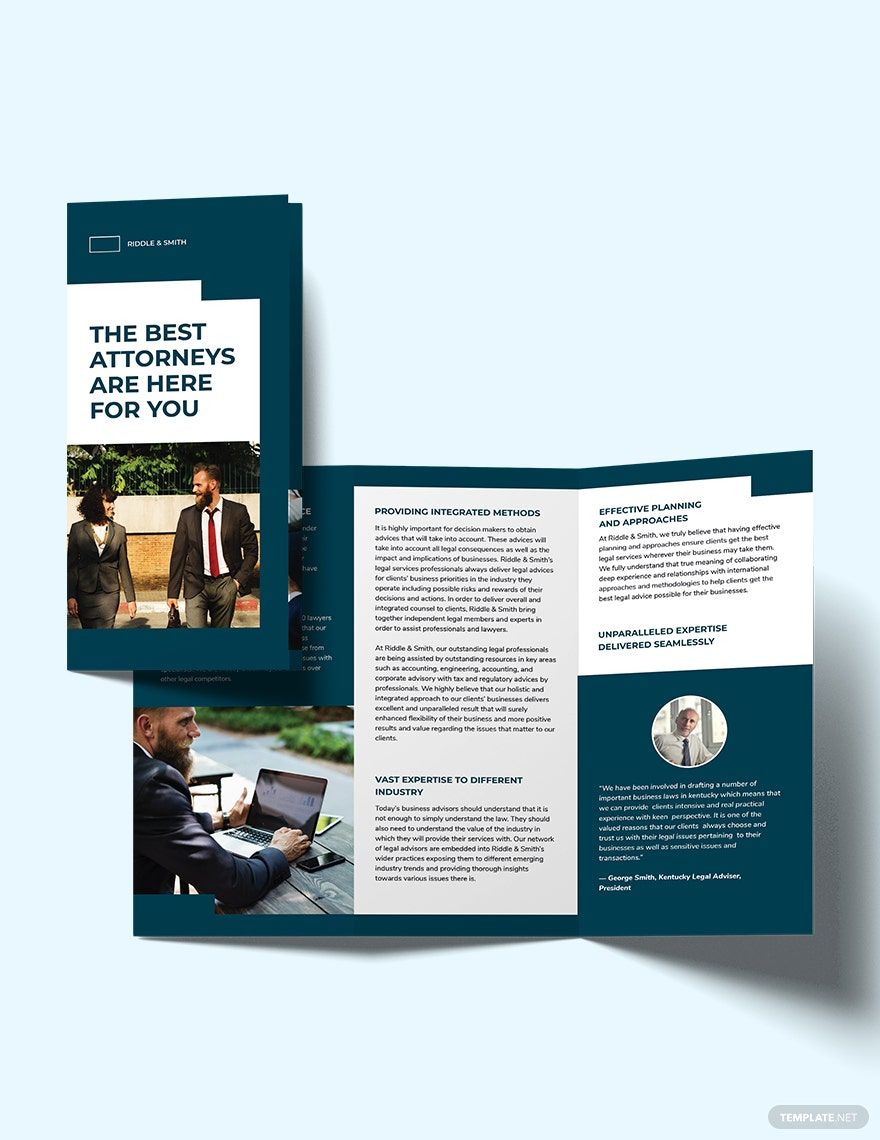 Free Attorney Tri-Fold Brochure Template in Word, Google Docs, Illustrator, PSD, Apple Pages, Publisher, InDesign