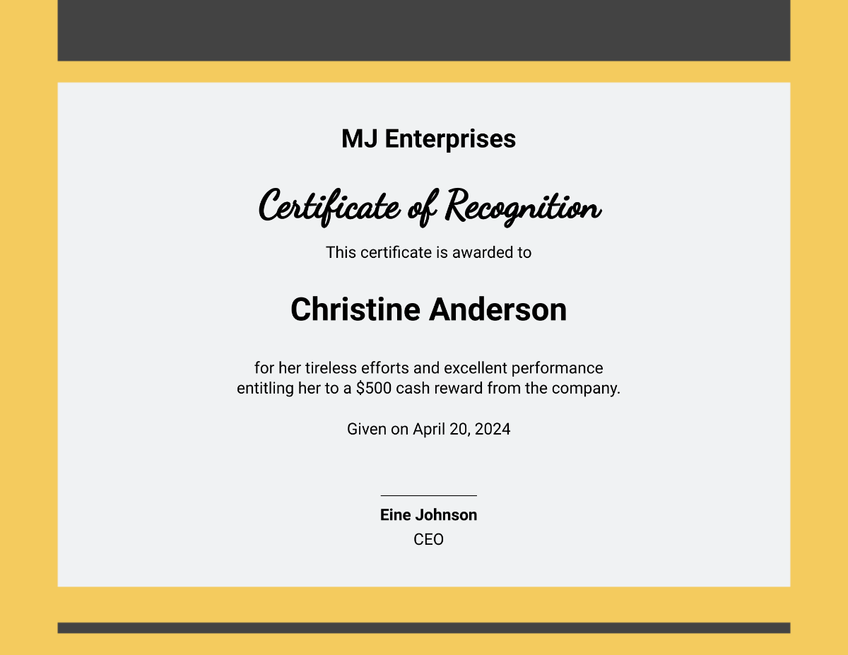 Rewards and Recognition Certificate Template