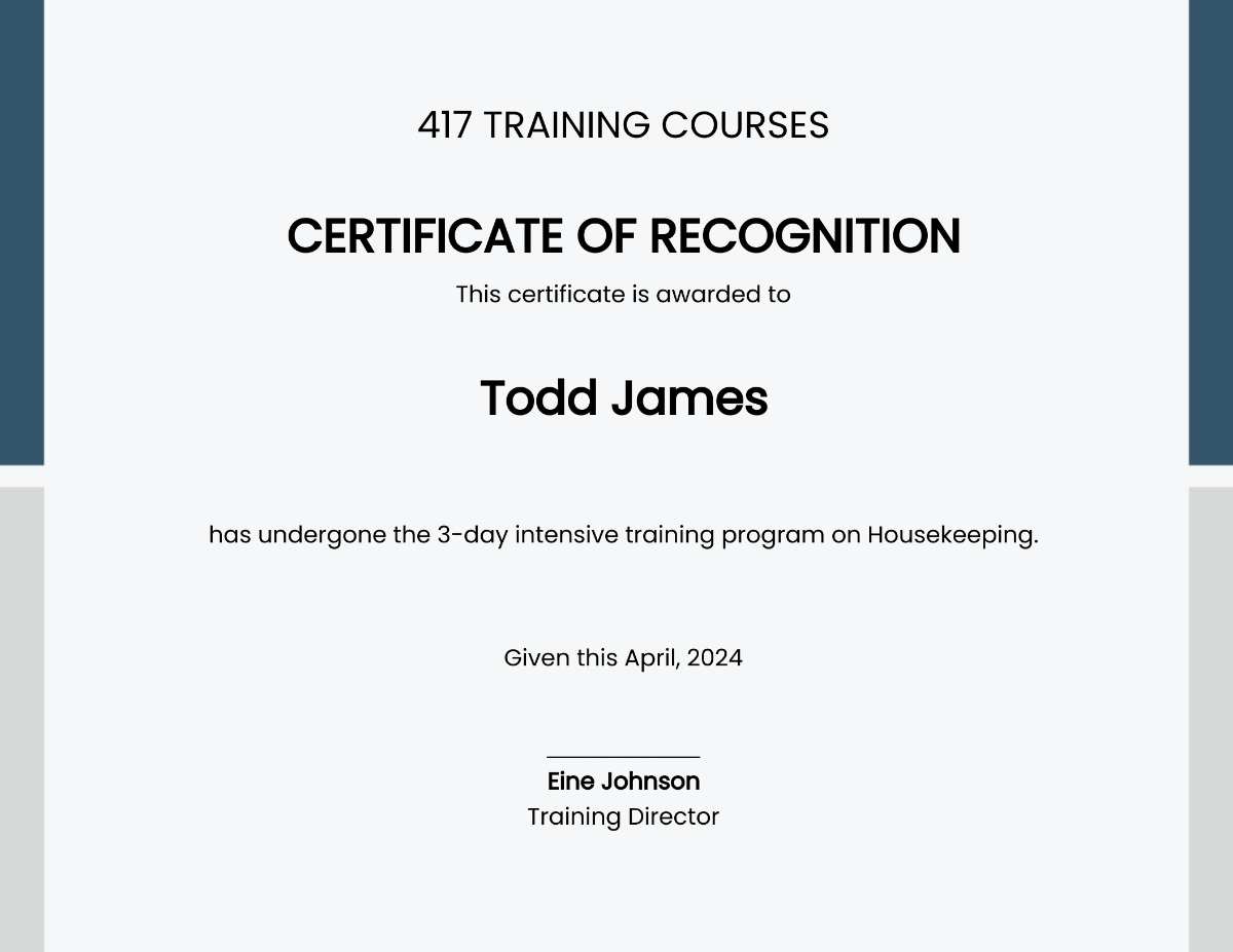 Training Course Certificate