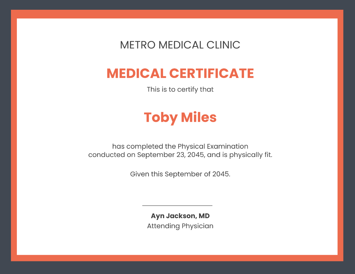 Doctor Fitness Certificate Template