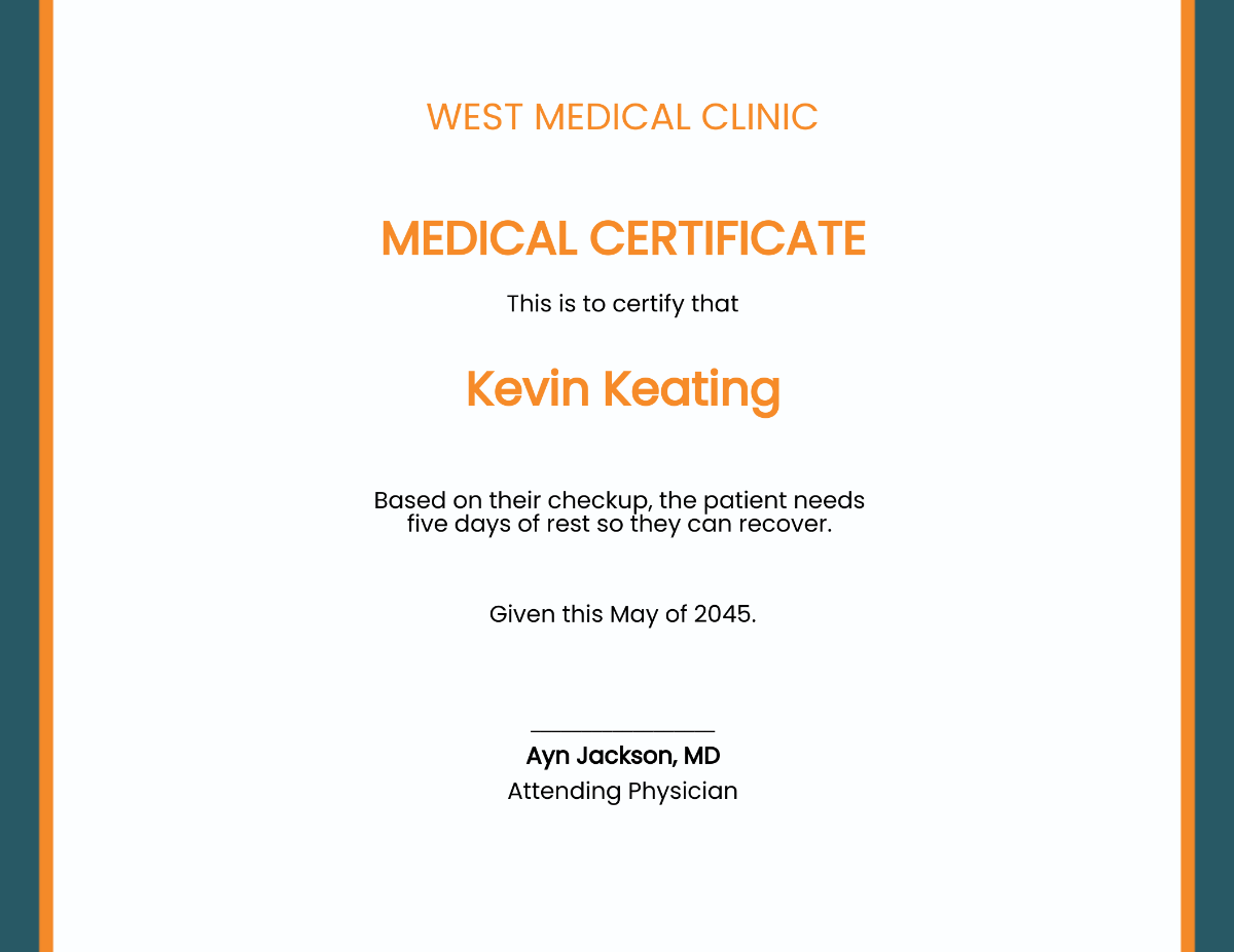 Free Doctor Certificate for Medical Leave