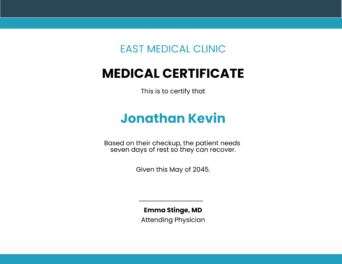 Emergency Medical Certificate from Doctor