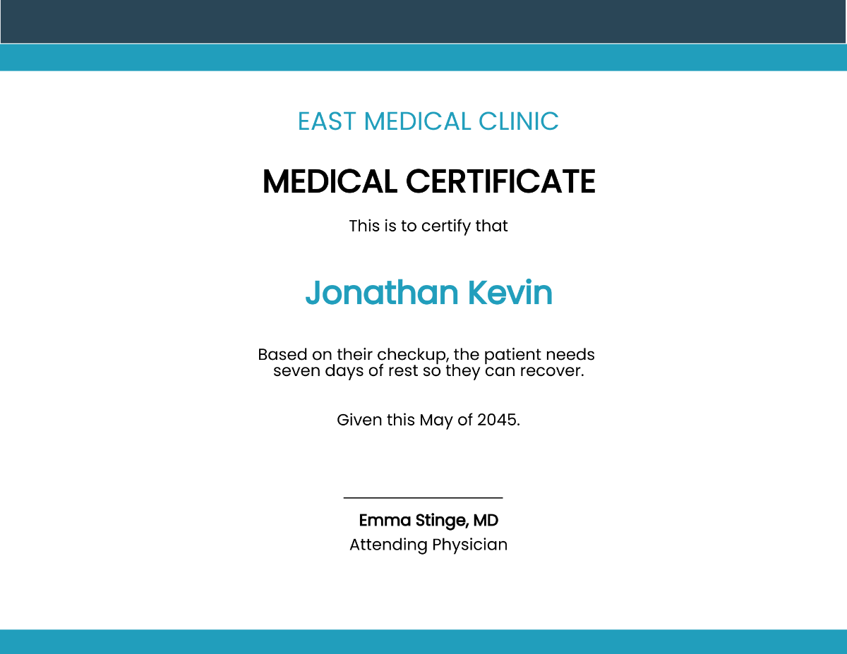 Free Emergency Medical Certificate from Doctor