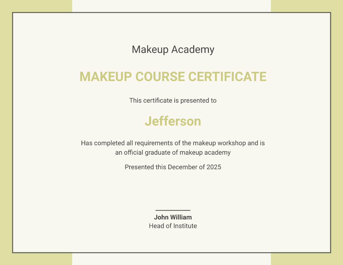 Makeup Course Certificate