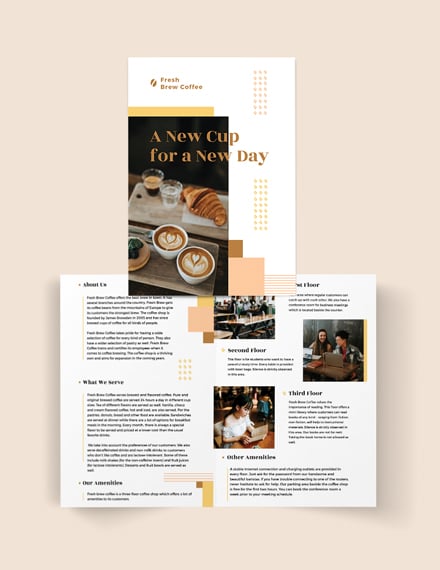 coffee shop bi fold brochure